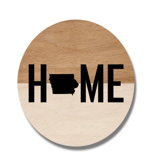 Personalized State Home Light Wood Circle
